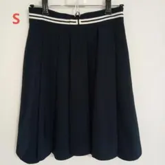 C.D.S BASIC フレアスカート プリーツ風 ネイビー 状態良 Sサイズのサムネイル