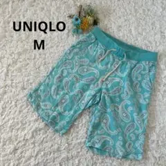 ユニクロ　ペイズリー柄　ハーフパンツ　メンズ　ライトブルー　水色　M
