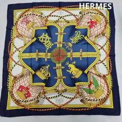 HERMÈS シルク スカーフ ネイビー ヴィンテージ 希少 王冠 - メルカリ