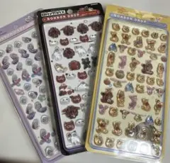 新品【ディズニー3シートセット】ボンボンドロップmini硬い立体シール［K47］