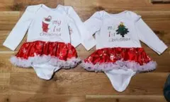 クリスマスロンパース2点セット ファーストX'mas 双子