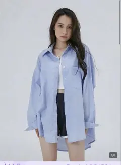 SHEIN　青シャツ　M