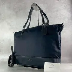 美品✨A4可 コーチ 2way トート ショルダーバッグ ナイロン×レザー 紺