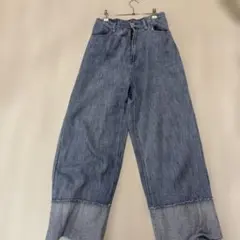 裾ロールアップワイドデニムパンツのサムネイル