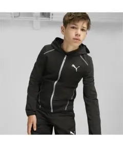 PUMA 黒 フード付き ジップアップパーカー