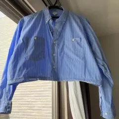 OUTDOOR THINGS ストライプ クロップドシャツ F