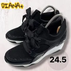 未使用 +diana プラスダイアナ キルティング 厚底スニーカー 21.5 黒