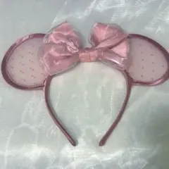 ディズニー カチューシャ ミニー レース リボン ピンク