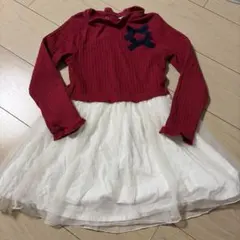petit main ドッキングワンピース 120cm 赤　チュール