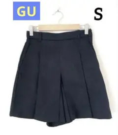 【美品】GU プリーツ付きショートパンツ　キュロット　ブラック　S