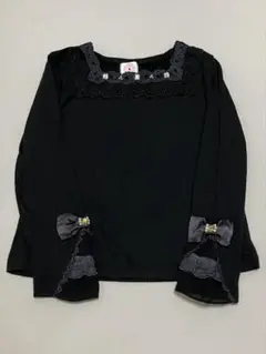 アクシーズファムキッズ 黒のレース付き長袖カットソー