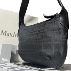 【美品✨】マックスマーラ ショルダーバッグ ロゴデザイン キャンバス ブラック