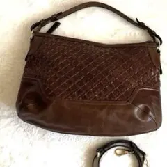 【美品 】サザビー 2way レザー ワンショルダー編み込 A4　ビジネスバッグ