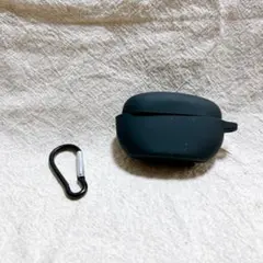 ブラック シリコン イヤホンケース カラビナ付き