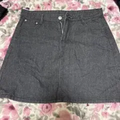 ダークグレー デニムミニスカート XL