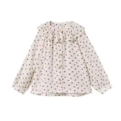 zarababy フラワー プリント フリル シャツ ブラウス 3-4y