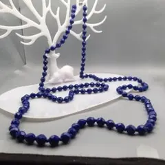 コバルトガラス ロングネックレス　〜深海の青が宿る輝き〜