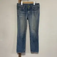 日本製　リー　デニム　パンツ　Sサイズ　チェーンステッチ　金糸脇割　牛革パッチのサムネイル