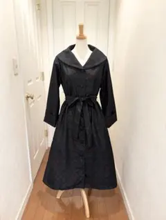 136 着物リメイク 正絹 本場大島紬 泥染 菱花文 ワンピース コート