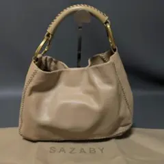 美品 SAZABY サザビー ワンショルダーバッグ レザー 編み込みステッチ