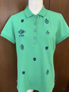 刺繍入りグリーンポロシャツ レディースのサムネイル