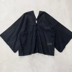 ソウソウ　羽織り　はつき　透かし刺繍　メッシュ　組紐ボタン　小袖　洗えるのサムネイル