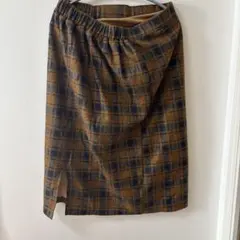 チェックスカート オレンジ