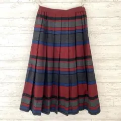 ジオ Gio ヴィンテージ ボーダー プリーツスカート 【M】ストレッチ レトロ