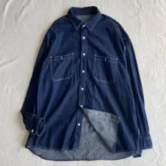 【XL】 ADAM ET ROPE ドライタッチ ビッグシルエット デニムシャツ