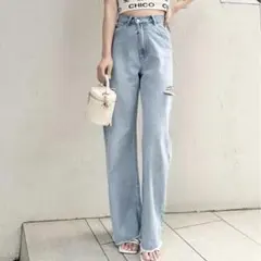 CHICO サイドスリット デニム 薄色デニム S