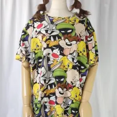 used Mサイズ ルーニー テューンズ 総柄 半袖 Tシャツ キャラT