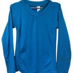 長袖トップス ブルー Ｖネック 長袖 青 シンプル ヴィンテージ 古着