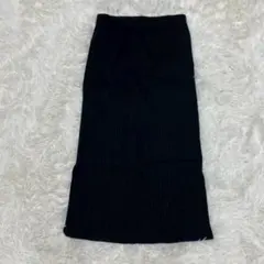 GU リブニットナロースカート ブラック　スリットあり　M