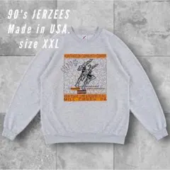 【USA製】90sJERZEESスウェットグレープリントビッグサイズ2XL古着