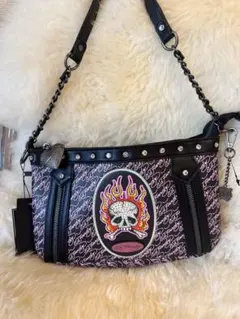 Ed Hardy ショルダーバッグ スカル 迷彩 ピンク - メルカリ