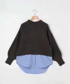 NOLLEY'S LIGHT ケーブル柄+布帛 プルオーバー