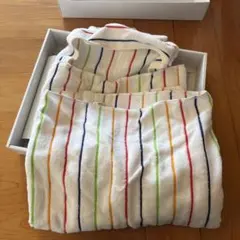 カラフルストライプ フード付きおくるみ