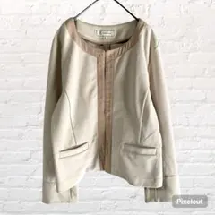 11925 ロペピクニック ノーカラージャケット ベージュ M 清楚 古着