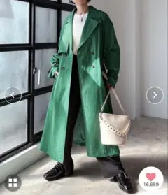 新品未使用 PAGEBOY ページボーイ ロングトレンチコート グリーン　S