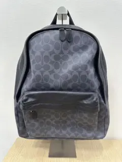 グレー ロゴパターン レザー リュック