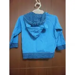 GREEN LABEL RELAXING 耳付き薄手パーカー 青×紺ボーダー