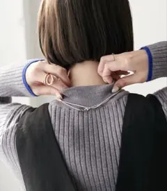 モチモチリブパイピングハイネック《WEB限定》　Lサイズ