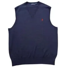 美品 Poro Ralph Lauren ニットベスト Vネック M ネイビー