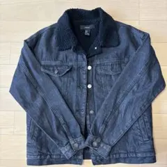 FOREVER21 ダークグレー デニムジャケット ボア襟　S ジャケット