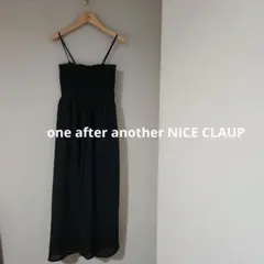 NICE CLAUP ブラック キャミワンピース シャーリング ワンピース