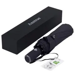 (2つ)折り畳み傘 ワンタッチ自動開閉  収納ポーチ付き(ブラック)