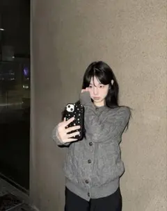 グレー ニットカーディガン シンプル きれいめ 1〜2回着用