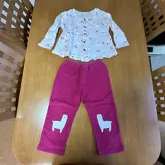 春・秋 薄長袖 キルト地 キッズ ピンク パジャマ アルパカ 花柄 110サイズ