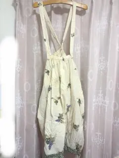 キャミソールワンピース夏綿100白オフホワイト古着屋で購入ヴィンテージ森ガール
