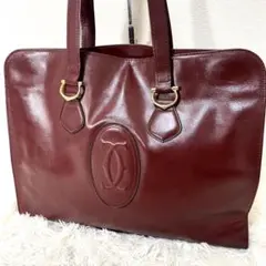 カルティエ　Cartier トートバッグ　ハンドバッグ　マストライン　ボルドー